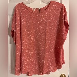 Maurices 2X back-zip blouse in Coral
